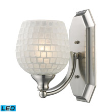 Elk Lighting 570-1N-WHT-LED Bath And Spa 1 Light LED Vanity In Satin Nickel And White Glass