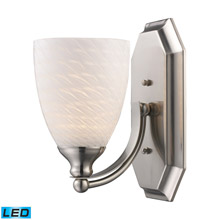 Elk Lighting 570-1N-WS-LED Bath And Spa 1 Light LED Vanity In Satin Nickel And White Swirl Glass