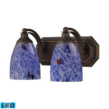 Elk Lighting 570-2B-BL-LED Bath And Spa 2 Light LED Vanity In Aged Bronze And Starburst Blue Glass
