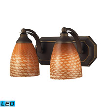 Elk Lighting 570-2B-C-LED Bath And Spa 2 Light LED Vanity In Aged Bronze And Cocoa Glass