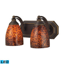 Elk Lighting 570-2B-ES-LED Bath And Spa 2 Light LED Vanity In Aged Bronze And Espresso Glass
