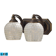 Elk Lighting 570-2B-SLV-LED Bath And Spa 2 Light LED Vanity In Aged Bronze And Silver Glass