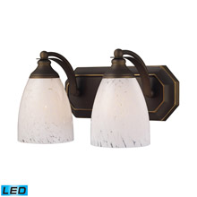 Elk Lighting 570-2B-SW-LED Bath And Spa 2 Light LED Vanity In Aged Bronze And Snow White Glass