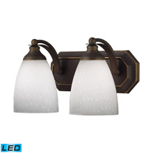 Elk Lighting 570-2B-WH-LED Bath And Spa 2 Light LED Vanity In Aged Bronze And Simple White Glass