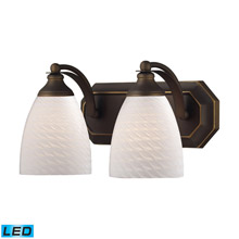 Elk Lighting 570-2B-WS-LED Bath And Spa 2 Light LED Vanity In Aged Bronze And White Swirl Glass