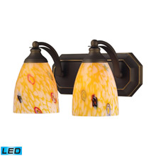 Elk Lighting 570-2B-YW-LED Bath And Spa 2 Light LED Vanity In Aged Bronze And Yellow Glass