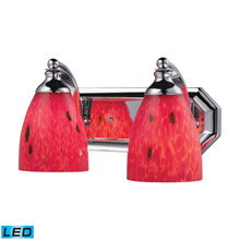 Elk Lighting 570-2C-FR-LED Bath And Spa 2 Light LED Vanity In Polished Chrome And Fire Red Glass