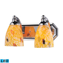 Elk Lighting 570-2C-YW-LED Bath And Spa 2 Light LED Vanity In Polished Chrome And Yellow Glass