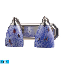 Elk Lighting 570-2N-BL-LED Bath And Spa 2 Light LED Vanity In Satin Nickel And Starburst Blue Glass