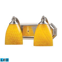 Elk Lighting 570-2N-CN-LED Bath And Spa 2 Light LED Vanity In Satin Nickel And Canary Glass
