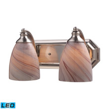 Elk Lighting 570-2N-CR-LED Bath And Spa 2 Light LED Vanity In Satin Nickel And Creme Glass