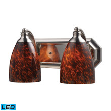 Elk Lighting 570-2N-ES-LED Bath And Spa 2 Light LED Vanity In Satin Nickel And Espresso Glass