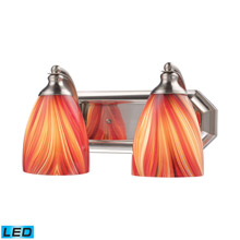 Elk Lighting 570-2N-M-LED Bath And Spa 2 Light LED Vanity In Satin Nickel And Multi Glass