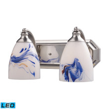 Elk Lighting 570-2N-MT-LED Bath And Spa 2 Light LED Vanity In Satin Nickel And Mountain Glass