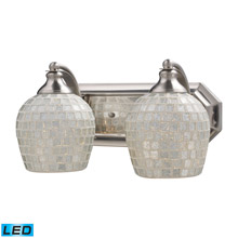 Elk Lighting 570-2N-SLV-LED Bath And Spa 2 Light LED Vanity In Satin Nickel And Silver Glass