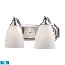 Elk Lighting 570-2N-SW-LED Bath And Spa 2 Light LED Vanity In Satin Nickel And Snow White Glass