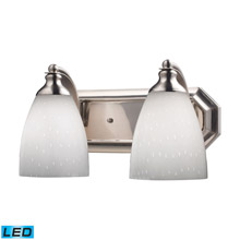 Elk Lighting 570-2N-WH-LED Bath And Spa 2 Light LED Vanity In Satin Nickel And Simple White Glass