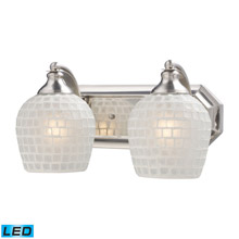 Elk Lighting 570-2N-WHT-LED Bath And Spa 2 Light LED Vanity In Satin Nickel And White Glass