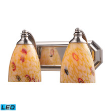 Elk Lighting 570-2N-YW-LED Bath And Spa 2 Light LED Vanity In Satin Nickel And Yellow Glass