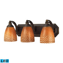Elk Lighting 570-3B-C-LED Bath And Spa 3 Light LED Vanity In Aged Bronze And Cocoa Glass