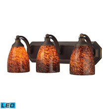 Elk Lighting 570-3B-ES-LED Bath And Spa 3 Light LED Vanity In Aged Bronze And Espresso Glass
