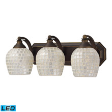 Elk Lighting 570-3B-SLV-LED Bath And Spa 3 Light LED Vanity In Aged Bronze And Silver Glass