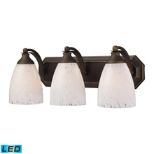 Elk Lighting 570-3B-SW-LED Bath And Spa 3 Light LED Vanity In Aged Bronze And Snow White Glass