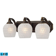 Elk Lighting 570-3B-WHT-LED Bath And Spa 3 Light LED Vanity In Aged Bronze And White Glass