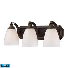 Elk Lighting 570-3B-WS-LED Bath And Spa 3 Light LED Vanity In Aged Bronze And White Swirl Glass