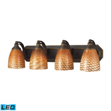 Elk Lighting 570-4B-C-LED Bath And Spa 4 Light LED Vanity In Aged Bronze And Cocoa Glass