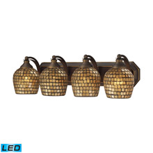 Elk Lighting 570-4B-GLD-LED Bath And Spa 4 Light LED Vanity In Aged Bronze And Gold Leaf Glass