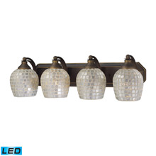 Elk Lighting 570-4B-SLV-LED Bath And Spa 4 Light LED Vanity In Aged Bronze And Silver Glass