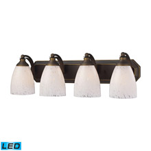 Elk Lighting 570-4B-SW-LED Bath And Spa 4 Light LED Vanity In Aged Bronze And Snow White Glass