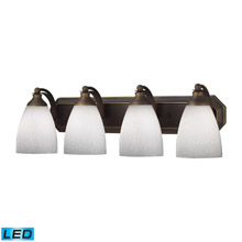 Elk Lighting 570-4B-WH-LED Bath And Spa 4 Light LED Vanity In Aged Bronze And Simple White Glass