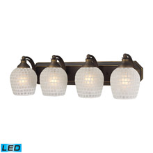 Elk Lighting 570-4B-WHT-LED Bath And Spa 4 Light LED Vanity In Aged Bronze And White Glass