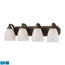 Elk Lighting 570-4B-WS-LED Bath And Spa 4 Light LED Vanity In Aged Bronze And White Swirl Glass