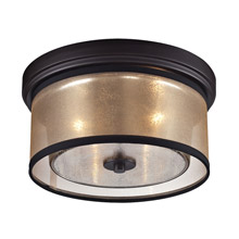 Elk Lighting 57025/2 2-Light Flush Mount in Oiled Bronze with Organza and Mercury Glass