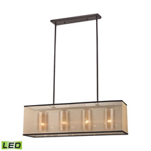 Elk Lighting 57028/4-LED 4-Light Chandelier in Oiled Bronze with Organza and Mercury Glass - Includes LED Bulbs