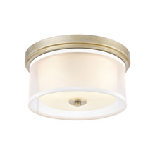 Elk Lighting 57035/2 2-Light Flush Mount in Aged Silver with Frosted Glass inside Silver Organza Shade