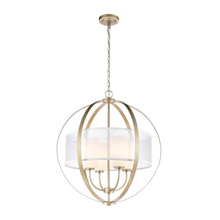 Elk Lighting 57039/4 4-Light Chandelier in Aged Silver with Frosted Glass Inside Silver Organza Shade