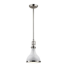 Elk Lighting 57040/1 1-Light Mini Pendant in Polished Nickel with Gloss White Shade