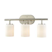 Elk Lighting 57132/3 3-Light Vanity Lamp in Satin Nickel with White Glass