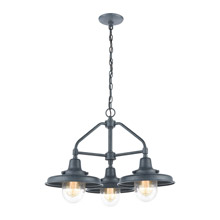 Elk Lighting 57263/3 3-Light Hanging in Aged Zinc with Seedy Glass