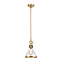 Elk Lighting 57370/1 1-Light Mini Pendant in Satin Brass with Seedy Glass
