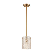 Elk Lighting 60194/1 1-Light Mini Pendant in Satin Brass with Clear Heavily Textured Glass