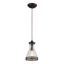 Elk Lighting 63034-1 Brookline 1 Light Pendant In Oiled Bronze And Clear Glass