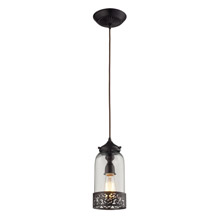 Elk Lighting 63035-1 Brookline 1 Light Pendant In Oiled Bronze And Clear Glass