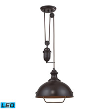 Elk Lighting 65071-1-LED Farmhouse 1 Light Adjustable LED Pendant In Oiled Bronze