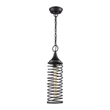 Elk Lighting 65231/1 1-Light Mini Pendant in Oil Rubbed Bronze with Twisted Metal Shade