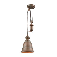 Elk Lighting 65270-1 1-Light Adjustable Pendant in Tarnished Brass with Matching Shade